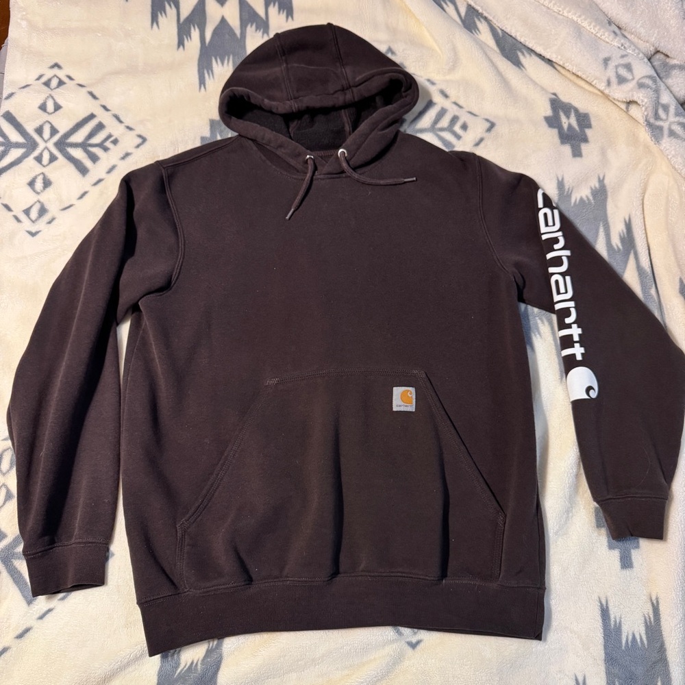 Carhartt Men's Original Fit Graphic Sleeve Hoodie - Medium - Dark Brown